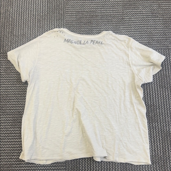 Magnolia Pearl “You Just Love” Cream Boyfriend Distressed Tee, One Size - Picture 8 of 9